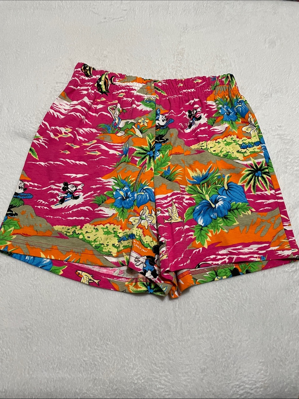 Vintage Mickey Jerry Leigh Disney Tropical Pink All Over Print Women’s Shorts XL